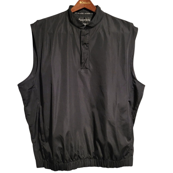 FootJoy Golf 1/4 Snap Black Pullover Windbreaker Sleeveless Vest Men’s Size XL. - Picture 1 of 14